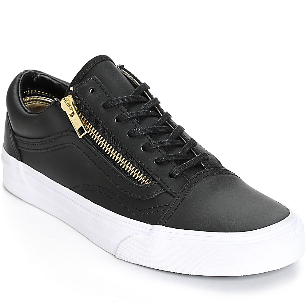 Vans Old Skool Leather Sneaker with Gold Zip